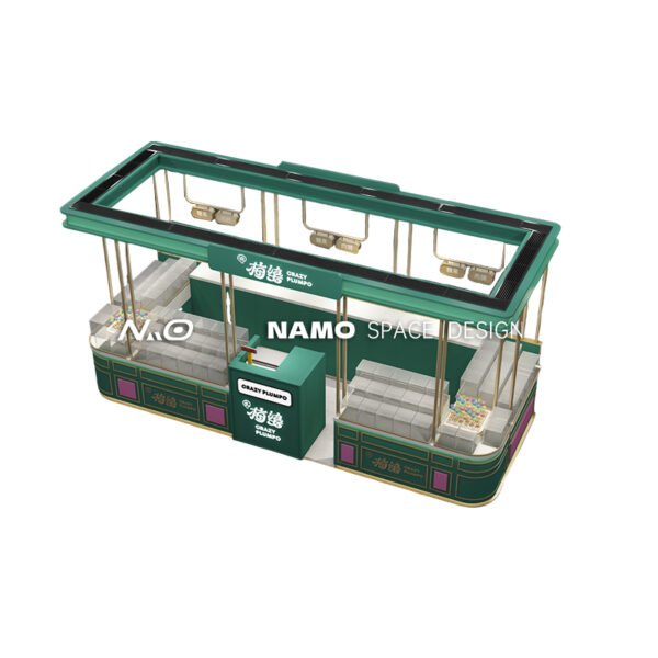 Customized 3D Mall Food Kiosk Ideas Glass Candy Store Display Showcase for Retail Shop